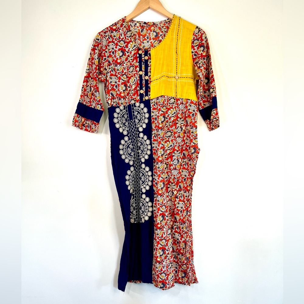 VINTAGE Handmade Kurti Multicolor Patchwork Dress
